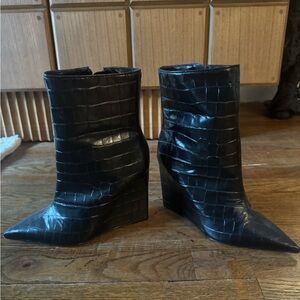 Schutz Asya Croc Wedge Bootie